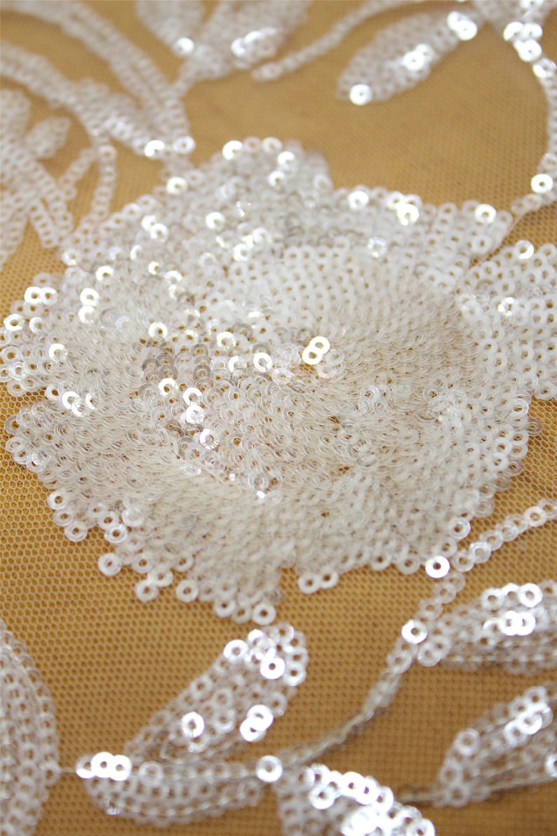 Floral Lace Fabric for Wedding Dress Sequin Lace Fabric Gorgeous Bridal Veil Lace Embroidery Tulle Lace Fabric By The Yard