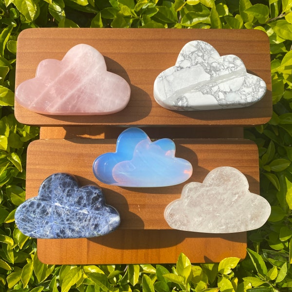 Crystal Cloud Carving, Polished Gemstone Cloud, Rose Quartz Cloud, Clear Quartz Cloud, Howlite Cloud, Opalite Cloud, Sodalite Cloud