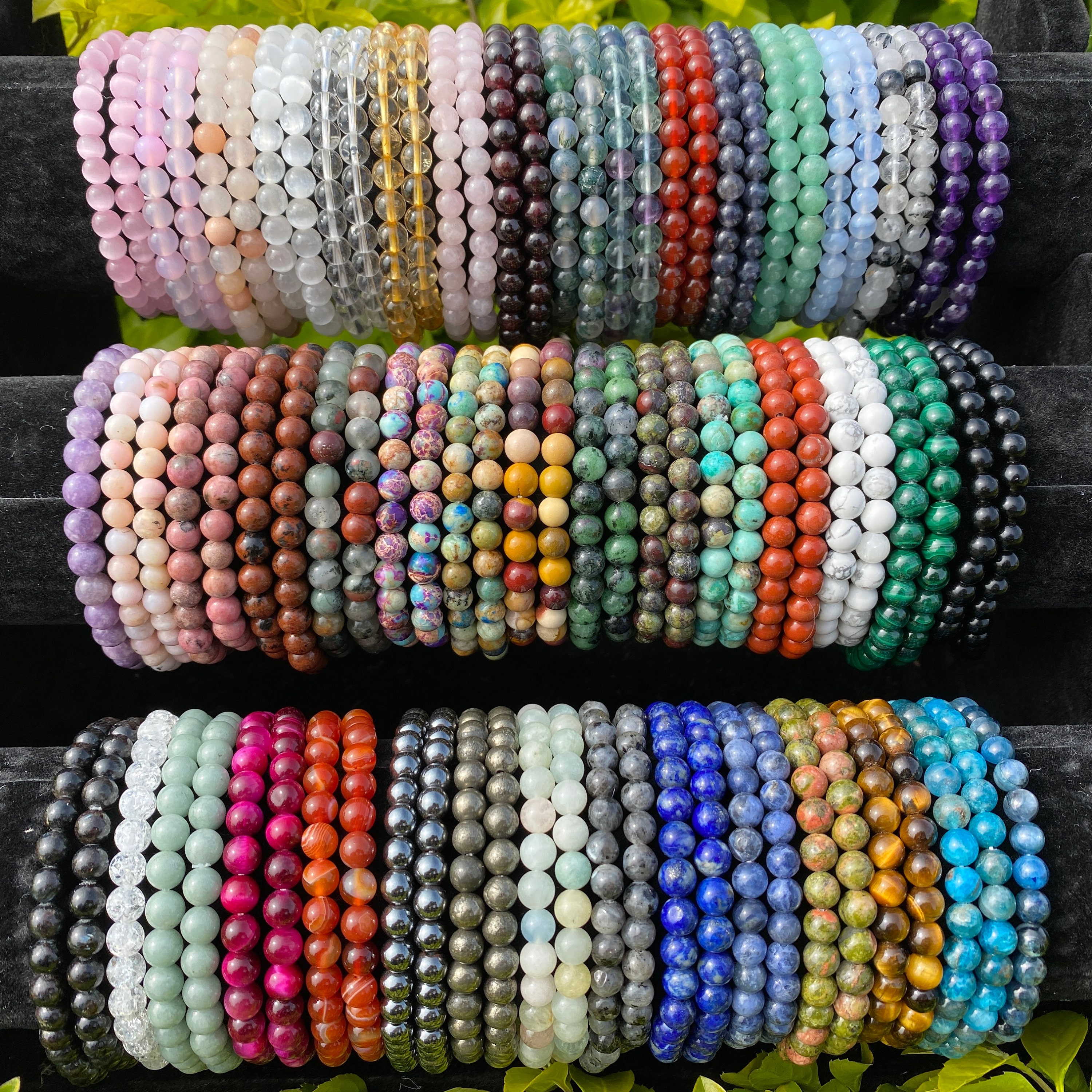 Natural Gemstone Round Beads Bracelet, Crystal Stacking Bracelet