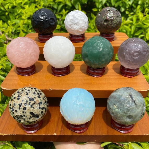 Crystal Moon Sphere Full Moon Crystal Gemstone Moon Sphere Etsy