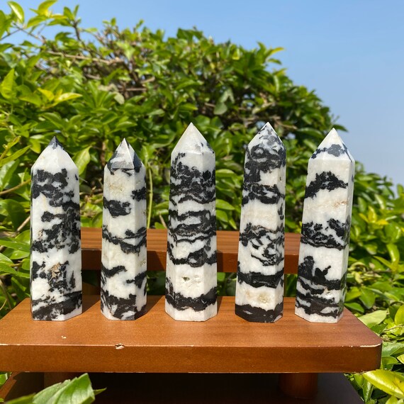 Zebra Jasper Tower Black Zebra Jasper Generator Crystal Etsy