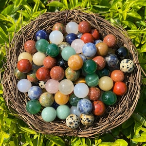 Mini Crystal Sphere Set, No Hole Mixed Color Gemstone beads, For Jewelry Making, Healing Crystal, Divination Ball, Wholesale, 12mm