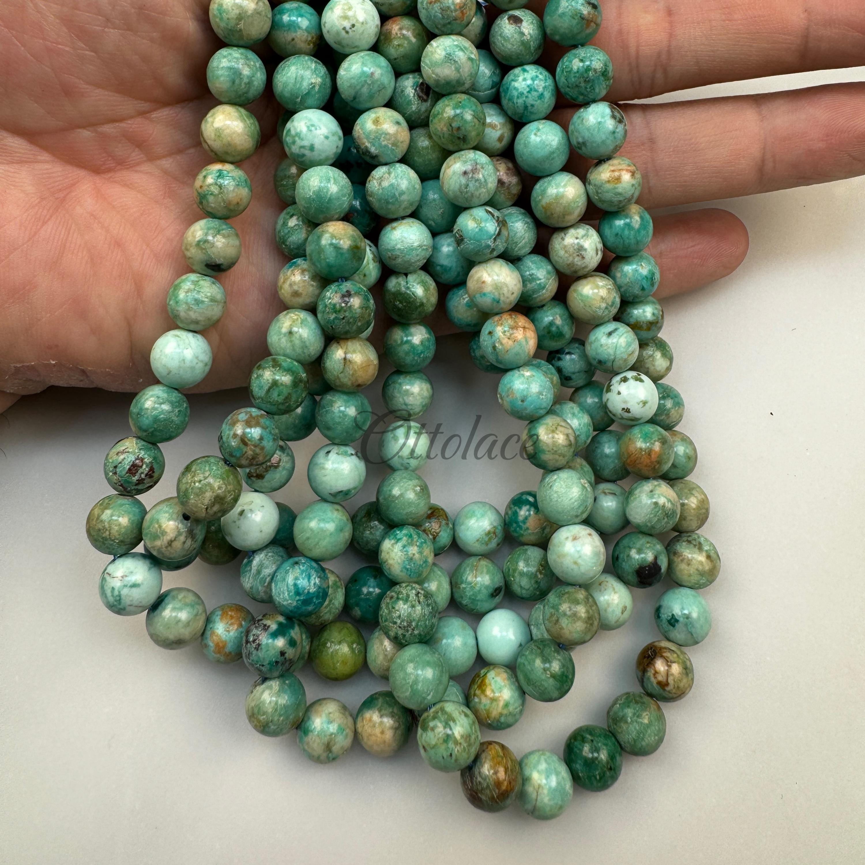 GEM-inside Natural Peruvian Blue Turquoise Gemstone Beads Strand – Round 6mm 8mm 10mm, For Jewelry Making