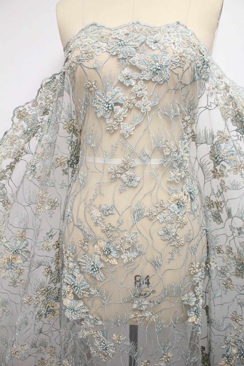 Evening Dress Lace Fabric Beaded Lace Fabric Floral Lace Etsy