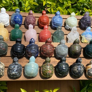 33 Arten Edelstein-Schildkröte, handgeschnitzte Kristallschildkrötenstatue, Kristalltier, Wohnkultur, Chakra-Kristallgeschenk, Großverkauf