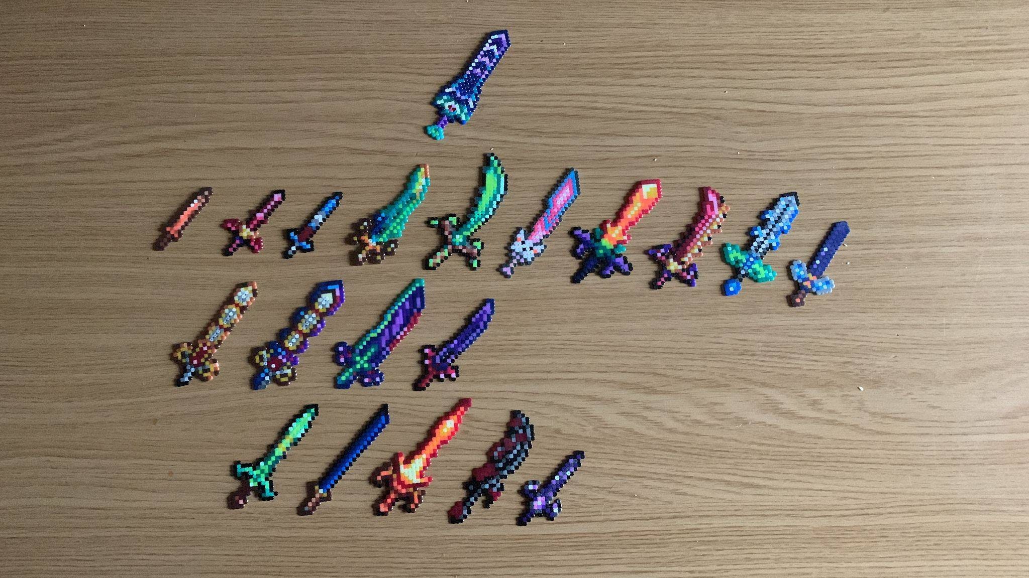 Terraria Swords Perler Bead Keychains Pins and Etsy UK