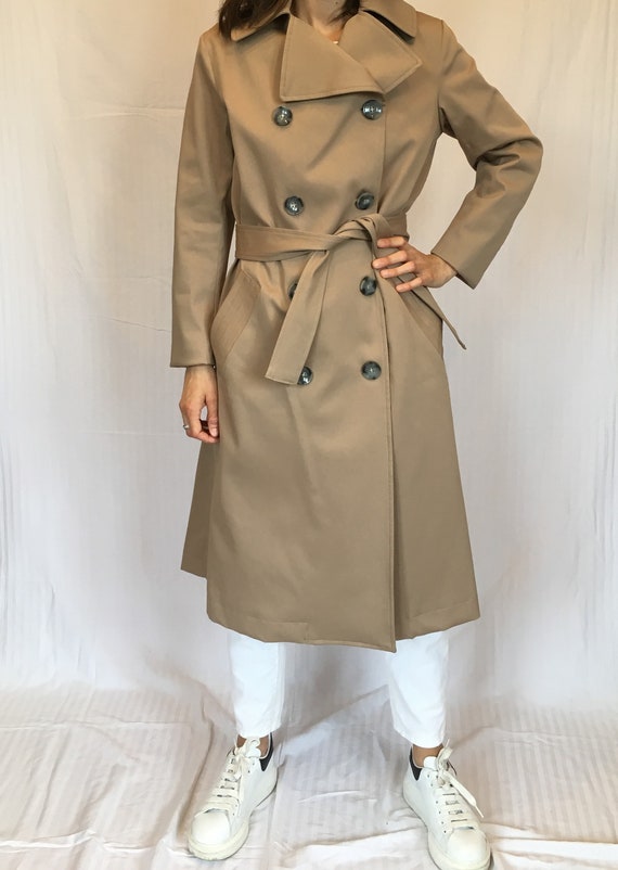 Cotton Trench Coat Beige Dust overcoat Beige Double-Breast | Etsy