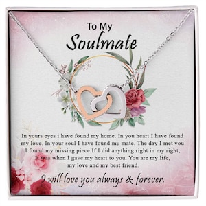 Collana Love Con Zirconia Collana "To My Soulmate" Con Ciondolo Nastro - Regalo D'Amore In Acciaio Chirurgico Per Lei, Lungh. Regolabile Regalo Per Moglie Fidanzata