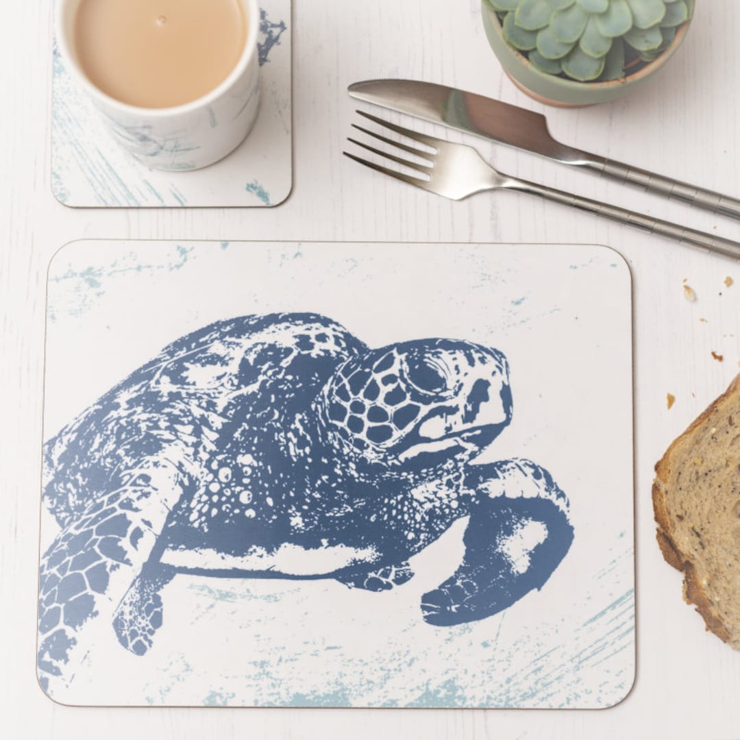 Nautical Sea Turtle Art Placemat Seaside Art Placemat Coastal Kitchen Gift Seaside House Art