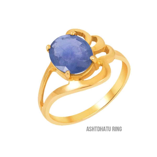 Natural Certified Blue Sapphire/Neelam Panchdhatu Copper Rashi Ratan 4.00-11.00 Ct. Astrological Purpose Rings For Unisex by KEVAT GEMS