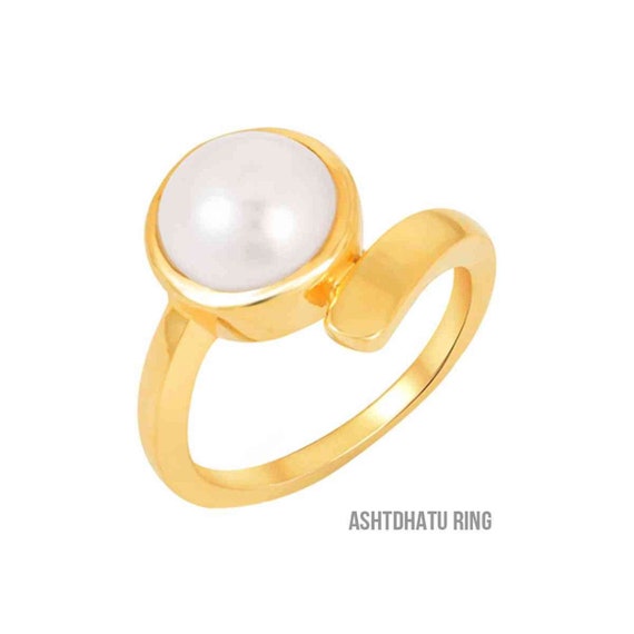 Natural Certified Pearl Moti 4.00 12.00Ct Panchadhatu Copper Unisex Astrology Rashi Ratan Ring Statement Ring Purpose Ring By KEVAT GEMS