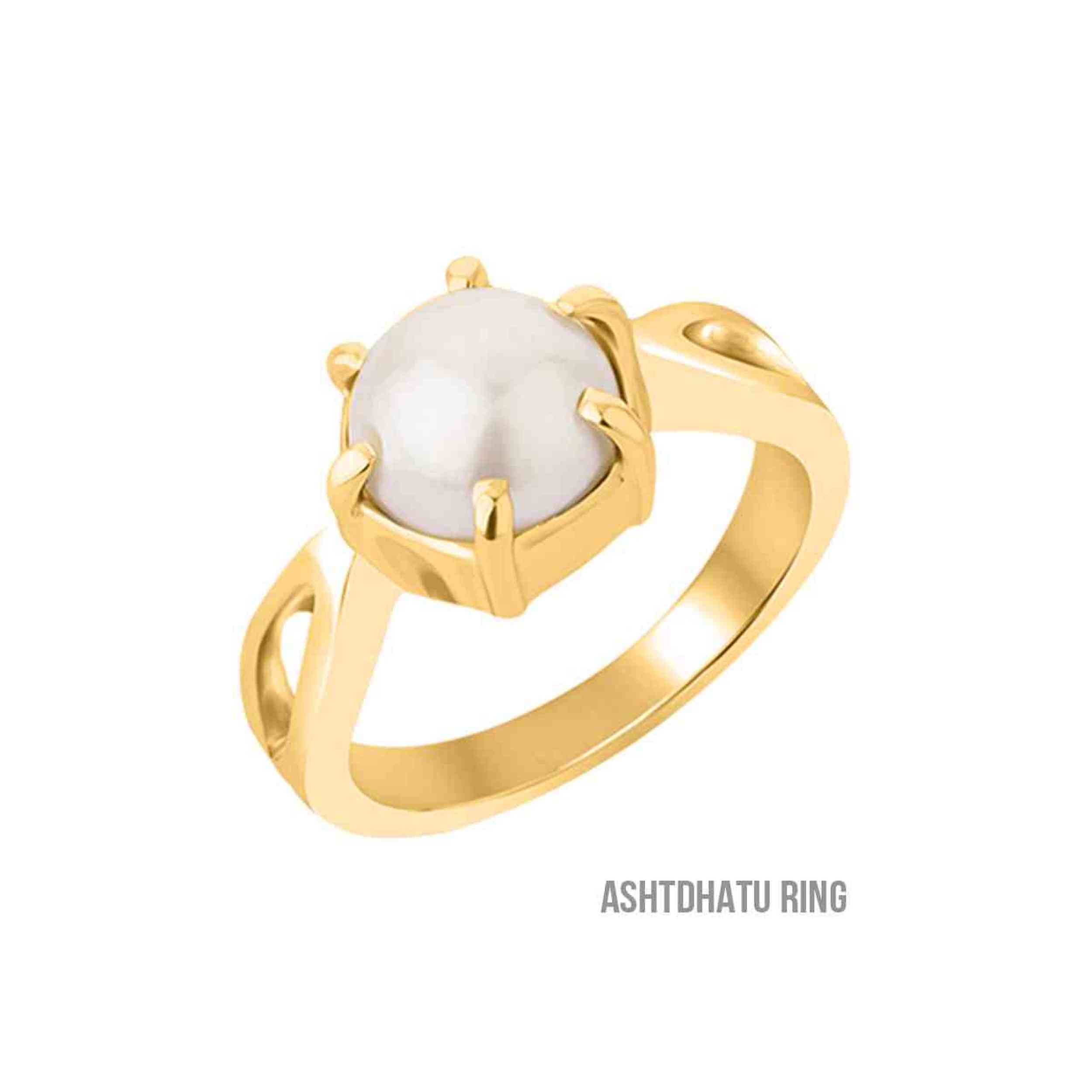 Zumrut Gold Plated Designer White Pearl/Moti Ratti White Gemstone Stylish  Good Luck Charm Fashion Free Size Finger Ring for Women/Men Brass Pearl Gold  Plated Ring Price in India - Buy Zumrut Gold