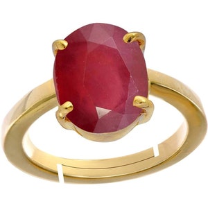Rashi Ratan Use Ruby/ Manik{Manak/Mankya} 4.00-11.00 Ct. Panchdhatu/Copper Adjustable Birthstone jewelry Ring For Men & Women By KEVAT GEMS