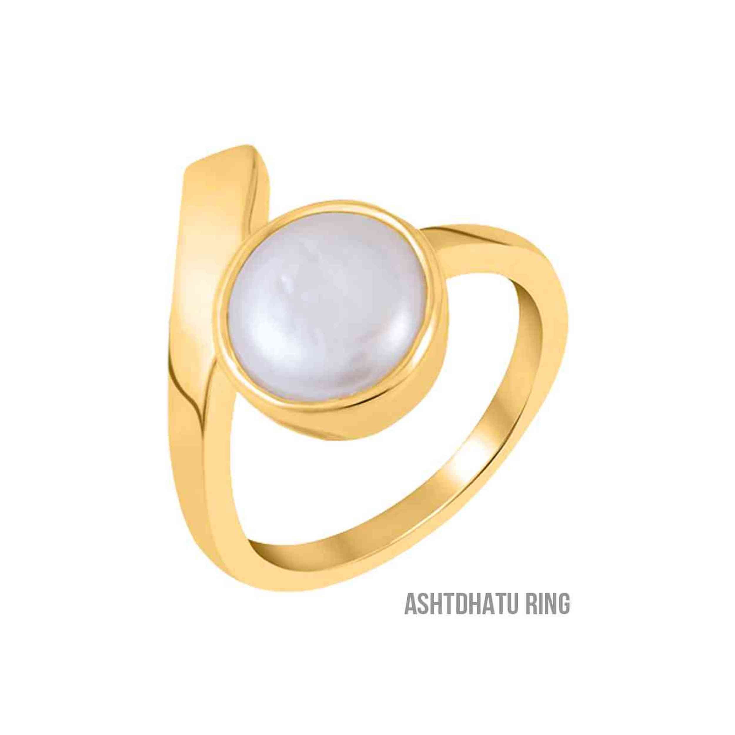 3.25 Ratti White Pearl Gold Plated Ring 100% Certified Original Moti  Gemstone For Man and Woman With Lab Certificate Finger Rings