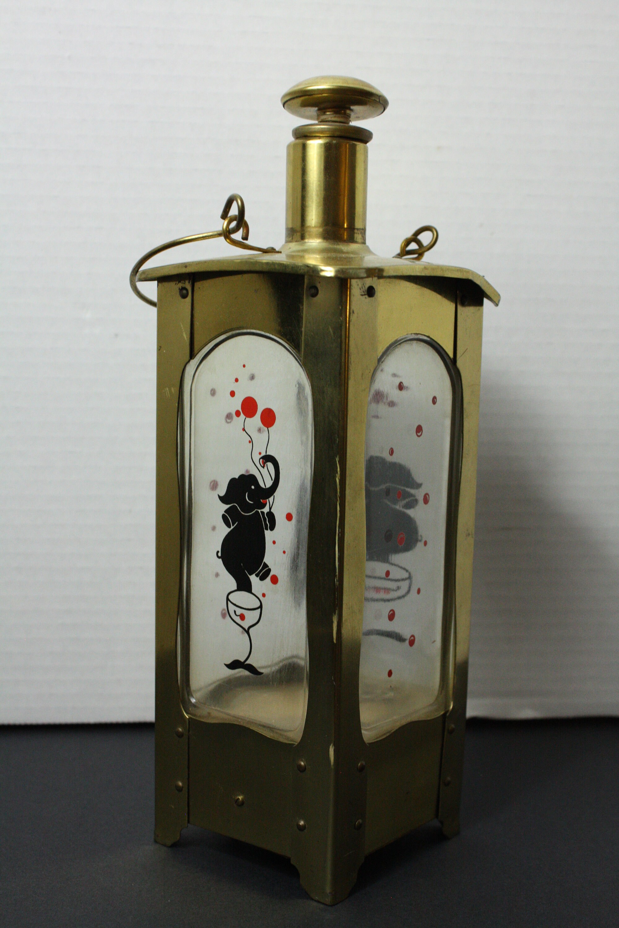 Vintage Music Box Liquor Decanter Bottle in Brass Frame Etsy