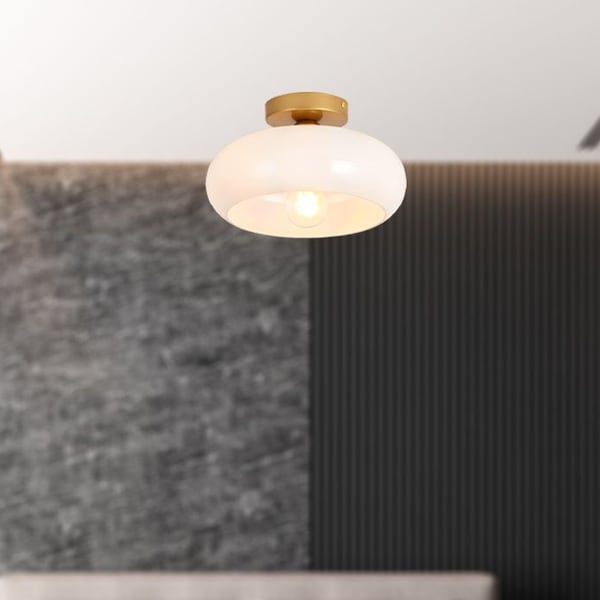 Mid-Century Modern Semi Flush Mount Ceiling Light, Kitchen Island Light Fixture, Brass Light for Dining Room, Bedroom, Cafe, Bar, Hallway