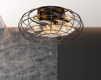 Ceiling Fan with Lights, Caged Pendant Lights for kitchen island, Chandelier Lighting Dine Room, Bedroom, Office, Kitchen,Living Room