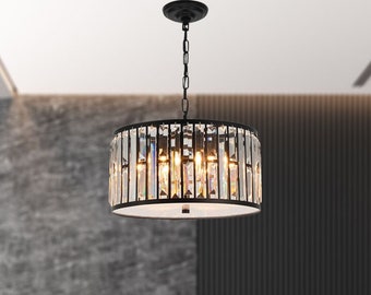 Contemporary Crystal Chandelier, Glass Pendant Light for Kitchen Island, Modern Ceiling Light For Bedroom, Living Room, Office, Entryway