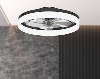 Modern Ceiling Fan with Lights, Flush Mount Ceiling Fandelier, Ceiling Fan with Light, 19.7" Pendant Light, Modern Light for Bedroom, Office