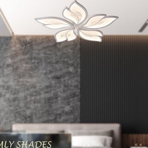 Modern Leaf LED Ceiling Light, Flower Lights for Kitchen Island, Flush Mount Light Fixture For Bedroom, Living Room, Office, Entryway