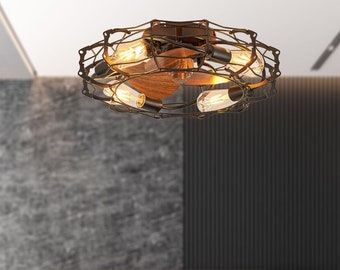 20" Caged Ceiling Fan with Lights, Pendant Lights for kitchen island, Chandelier Lighting Dine Room, Bedroom, Office, Kitchen,Living Room