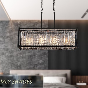 Chandelier Lighting Dine Room, Pendant Lights for Kitchen Island, Rectangle Ceiling Light Fixture For Bedroom, Living Room, Office, Entryway