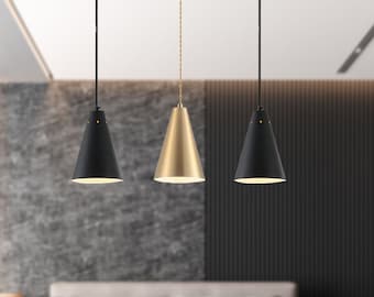 Kitchen Island Pendant Light Set of 3, Chandeliers with Cone Metal Shade, Contemporary Dining Room Lighting, Industrial Hanging Ceiling Lamp