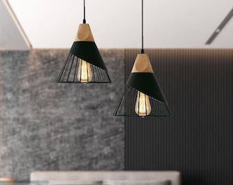 Modern Black Pendant Light, Over Kitchen Island, Chandelier Ceiling Lamp, Industrial Pendant Lighting for Dining, Living Room, Bedroom