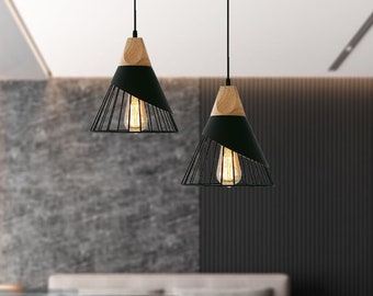 Modern Black Pendant Light, Over Kitchen Island, Chandelier Ceiling Lamp, Industrial Pendant Lighting for Dining, Living Room, Bedroom