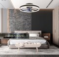 Modern Ceiling Fan With Light, 22" Low Profile Chandelier, Dimmable 3 Color Light Fandelier with Remote, for Bedroom, Office, Kitchen,Dining