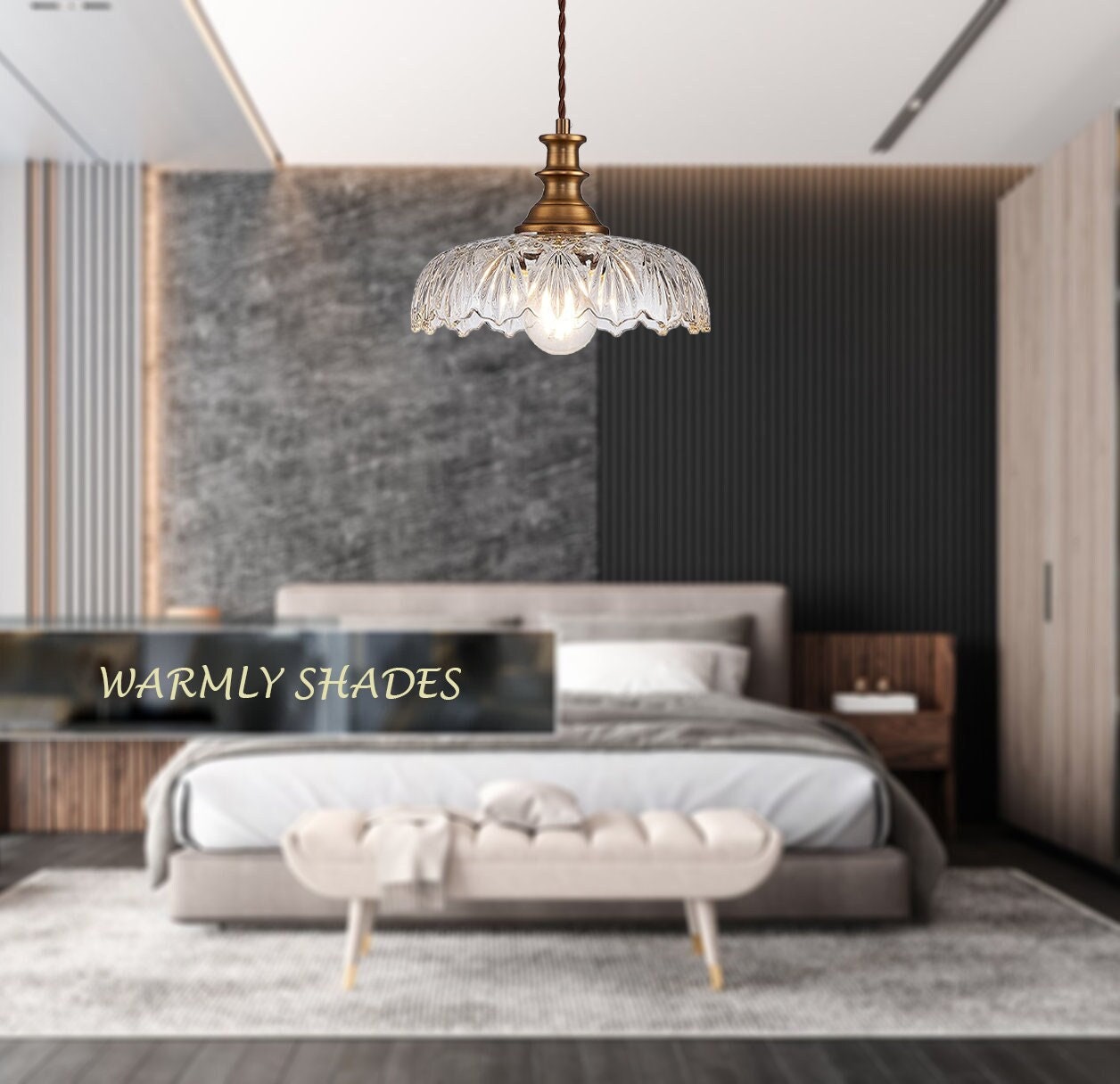 Brass Pendant Lighting Fixture, Kitchen Island Glass Chandelier Ceiling Lamp, Hanging Lamp Brushed Finish, Living Room, Entryway,Bedroom