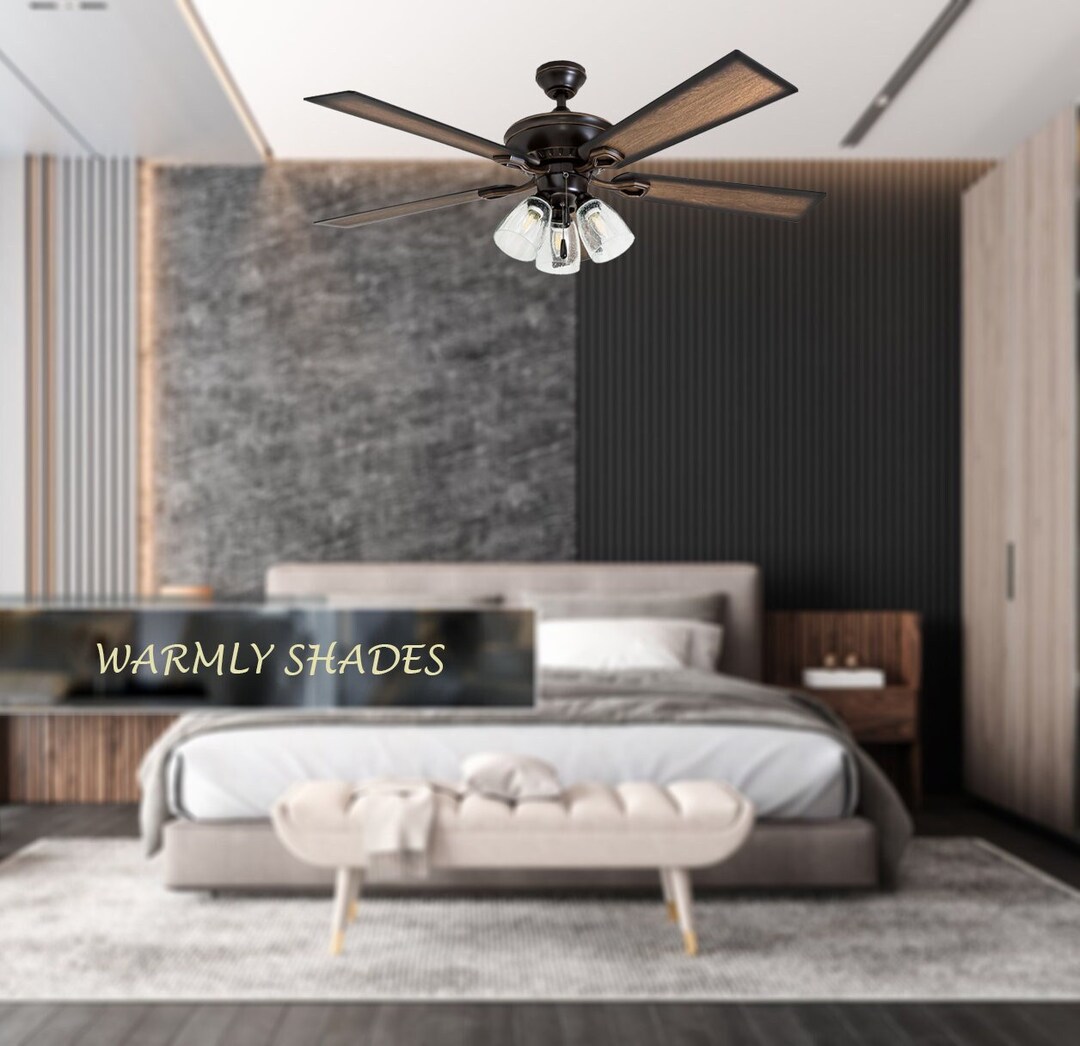 52 Inch Farmhouse Ceiling Fan With Light, Vintage Chandelier Ceiling ...