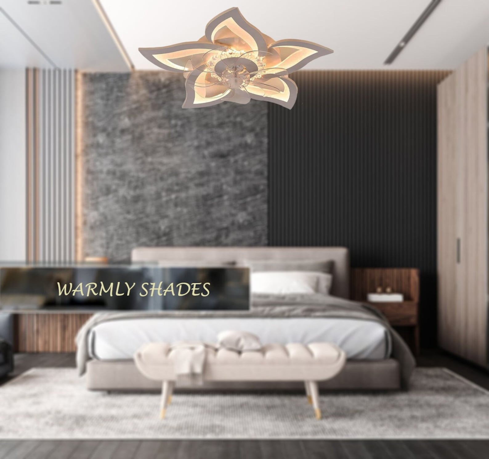 Flower Ceiling Fan With Lights, Flush Mount Ceiling Fandelier, Ceiling