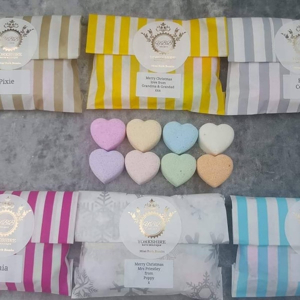 Mini bath bombs x 8 in a pack kids mix personalised name, message, choice of colours, gender neutral