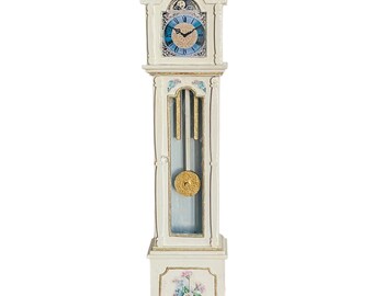 Classics By Handley Dollhouse Miniature Grandfather Clock - 1:12 Scale White Decorative Piece, 1-11/16" W X 7-5/16" H