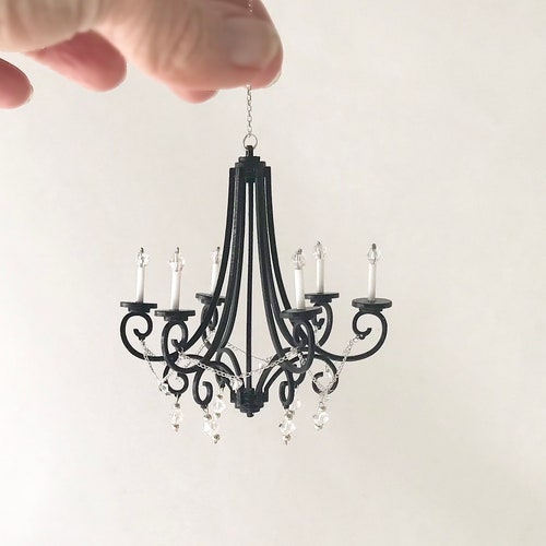 Dollhouse Miniature Chandelier Gold 6 Arm 112 Scale 12 Volt Etsy
