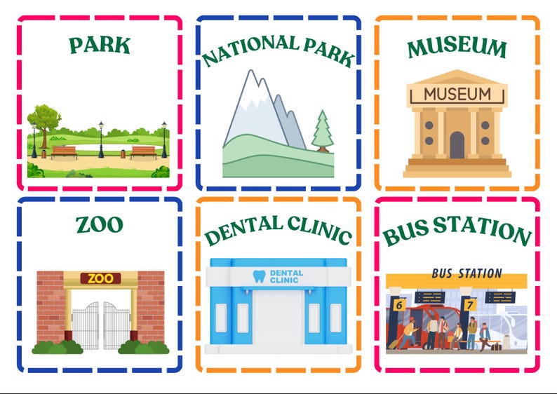 Places in Town Flashcards Places Learning Pdf - Etsy
