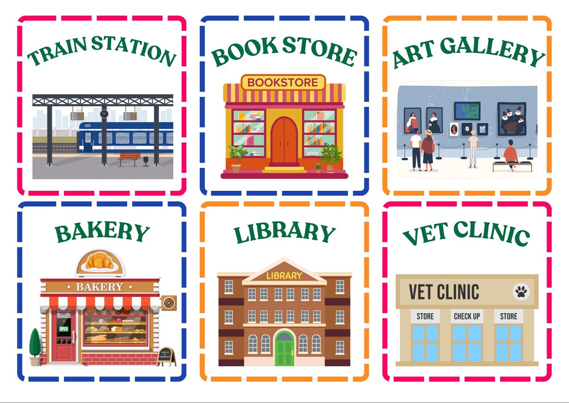 Places in Town Flashcards Places Learning Pdf - Etsy