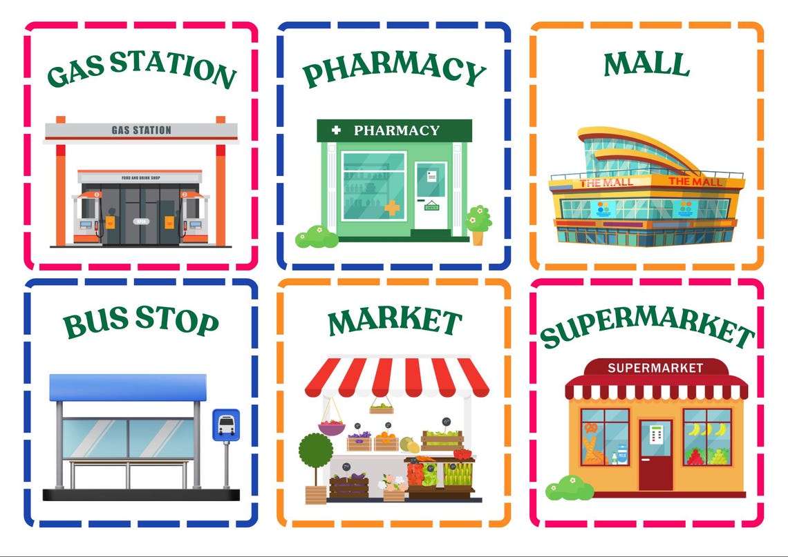 Places in Town Flashcards Places Learning Pdf - Etsy
