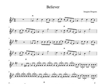 Believer Violin Sheet Music Free Violin Scales Sheet Music Etsy