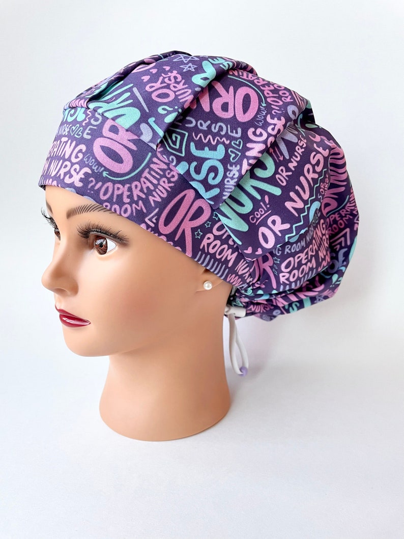 Operating room nurse,bouffant scrub hat, Scrub cap for women, Scrub Hat, Scrub cap, Surgical Scrub hat, Nurse hair cover, Hair cover medical image 1