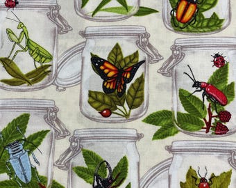 Insects Mason Jars Butterfly Scrub Cap:  Scrub Cap for Women or Men, Surgical Medical Scrub Hat, Bouffant, Ponytail, Mens, Unisex, Euro