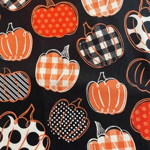 Halloween pumpkin black orange checkers polka dots Fall Bouffant scrub hat Euro scrub cap Unisex mens hat Ponytail Scrub Hat Scrub cap