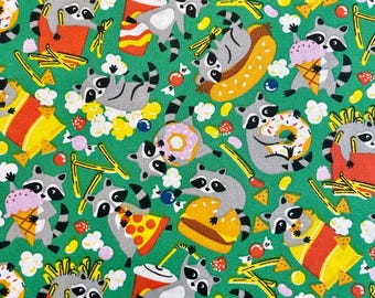 Raccoon Junk Food Fast Food Funny Trash Panda Scrub Cap: Women or Men, Surgical Medical Scrub Hat, Bouffant, Ponytail, Mens, Unisex, Euro