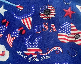 USA 4th of July Patriotic Scrub Cap:  Scrub Cap for Women or Men, Surgical Medical Scrub Hat, Bouffant, Ponytail, Mens, Unisex, Euro