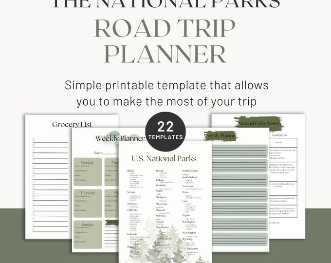 National Parks Road Trip Planner in Neutral Design - Etsy