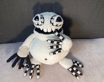 Sofalien Froggy (Full-bodied hand puppet — white velour striped)