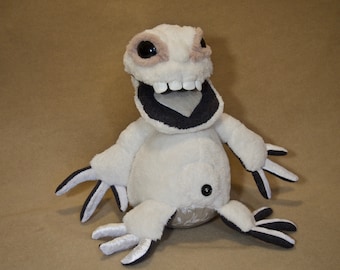 Sofalien Buddy (Marionnette à main corsée - rayée de velours blanc)