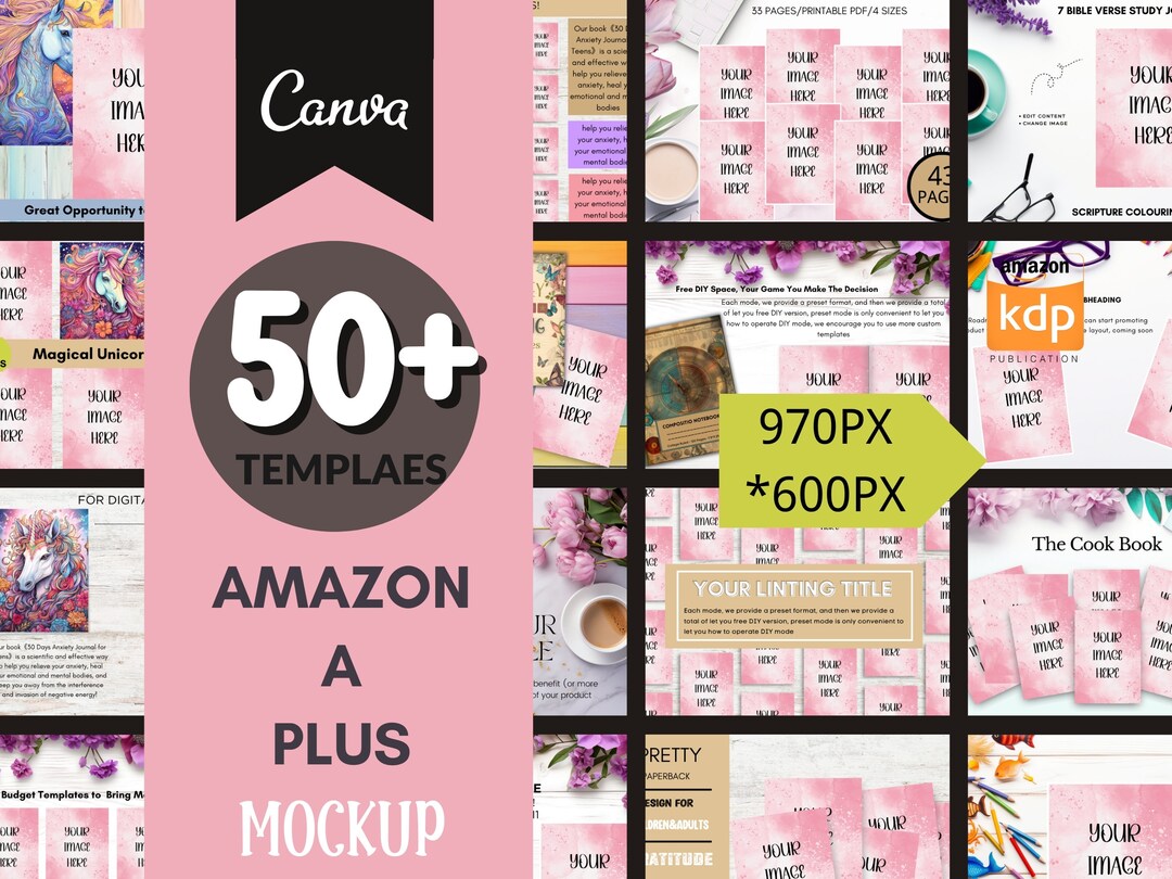 KDP Book Mockup Templates: Canva A+ Content (970x600 Px) - Etsy