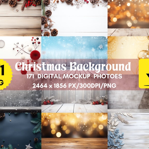 171 Christmas Background Mockup Bundle,Christmas Digital Backgrounds,Styled Flat Lay for Product Backgrounds